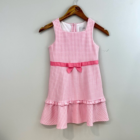 Janie and Jack CHECK RUFFLE DRESS Pink Size 7 - Picture 3 of 8